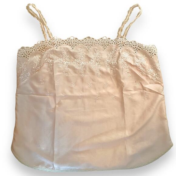 Vintage 80s Gold Label Victoria's Secret VS Baby Pink Scalloped Lace Eyelet Cami - Picture 8 of 11